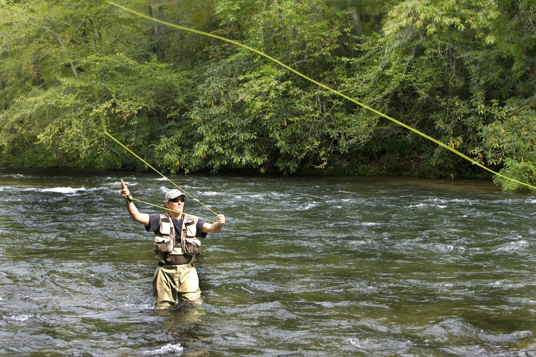 Man fly fishing Western North Carolina