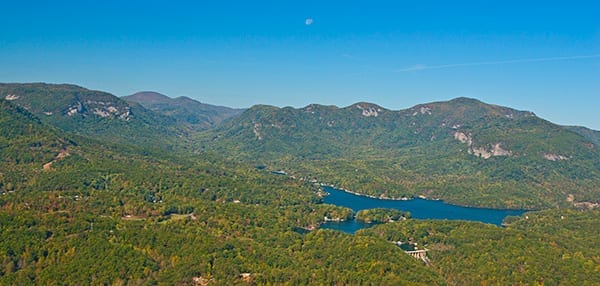 Aerial view of Lake Lure NC