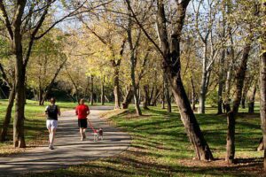 Photo of runners on Wilma Dykeman Greenway